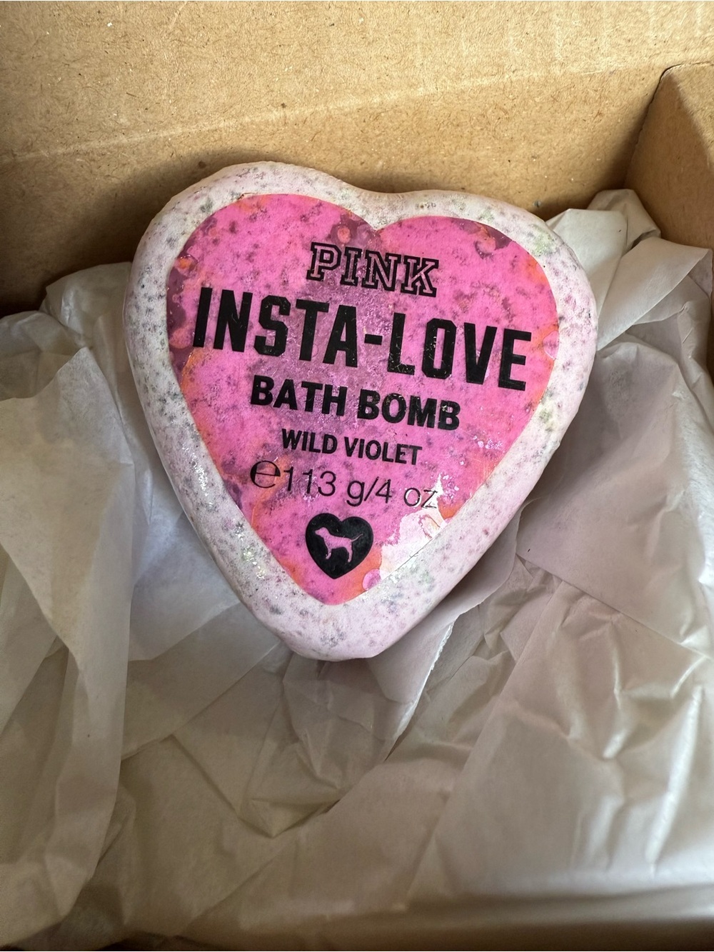 Victoria's Secret PINK Insta-Love Wild Violet Heart Bath Bomb in Pink - RARE